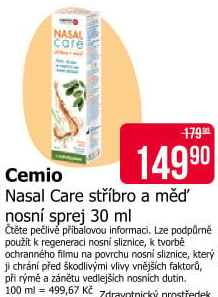 Sprej nosní stříbro a měď Care Nasal