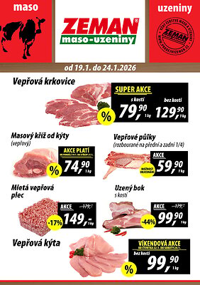 akční leták ZEMAN maso - uzeniny 19.1.2026-24.1.2026