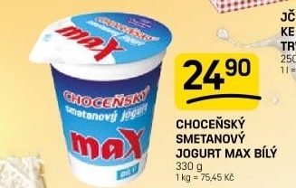 Jogurt smetanový max bílý Choceňský