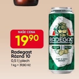 Pivo světlé výčepní Rázná 10° Radegast