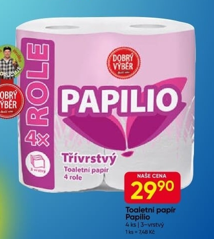 Toaletní papír 3vrstvý Papilio Dobrý Výběr
