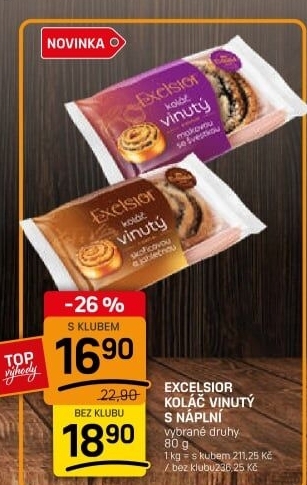 Koláč vinutý s náplní Excelsior Odkolek