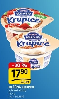 Mléčná krupice Mlékárna Kunín