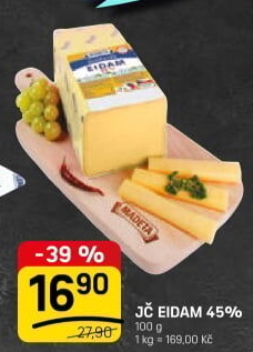 Sýr Eidam Jihočeský 45% Madeta