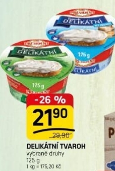 Tvarohové pomazánky Delikátní Président