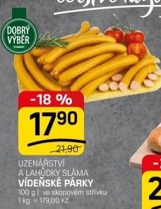Vídeňské párky Premium Dobrý Výběr
