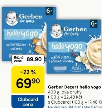 Dezert mléčný dětský Gerber Natural for Baby