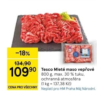 Maso mleté vepřové Tesco