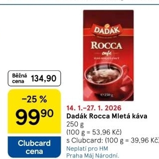 Mletá káva Rocca cafe Dadák