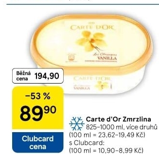 Zmrzlina ve vaničce Carte D'
