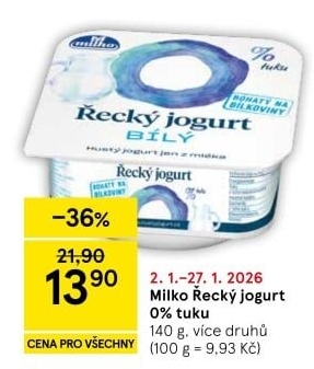 Bílý jogurt řecký 0% Milko