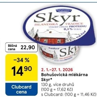 Dezert zakysaný bílý Skyr Bohušovická mlékárna