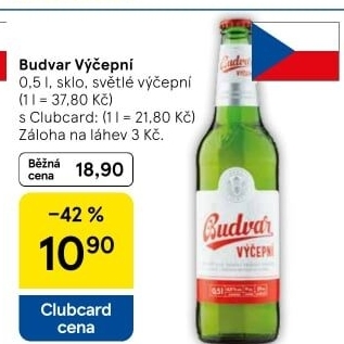 Pivo světlé výčepní Budweiser Budvar