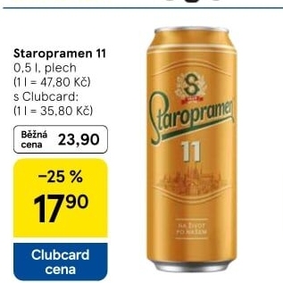 Pivo světlý ležák 11° Staropramen