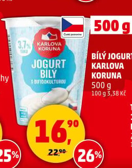 Bílý jogurt Karlova Koruna