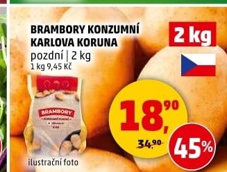 Brambory konzumní pozdní Karlova Koruna