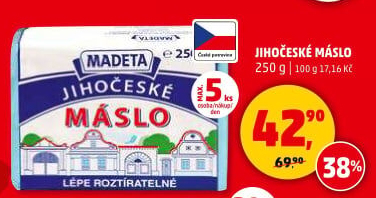 Máslo Jihočeské Madeta