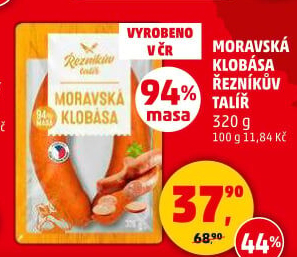 Moravská klobása Řezníkův talíř