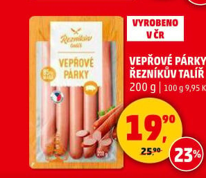 Párky vepřové Řezníkův talíř
