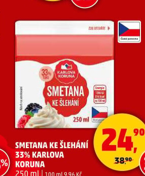 Smetana ke šlehání 35% Karlova Koruna