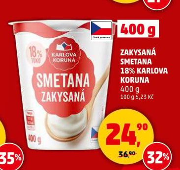 Smetana zakysaná 18% Karlova Koruna