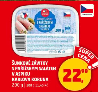 Šunkový závitek s pařížským salátem Karlova Koruna