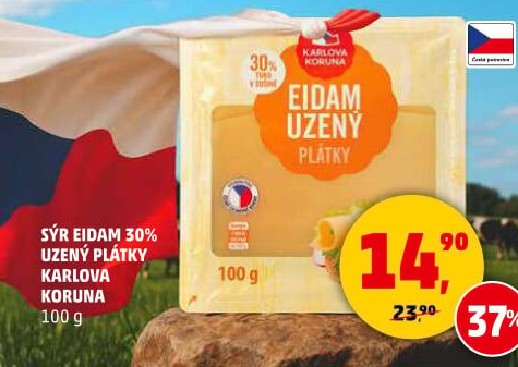 Sýr Eidam uzený 30% Karlova Koruna