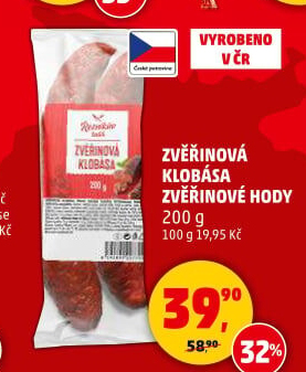 Zvěřinová klobása Řezníkův Talíř