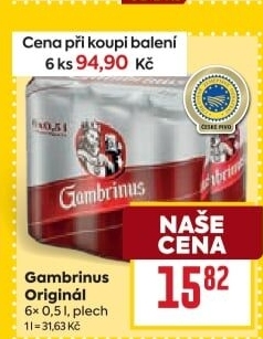 Pivo světlé výčepní Originál 10° Gambrinus