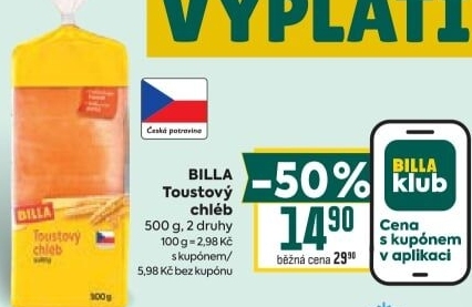 Toustový chléb Billa