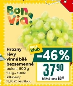 Hrozny bílé bezsemenné Billa Bonvia