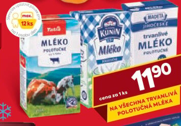 Mléko trvanlivé - 1,5% polotučné