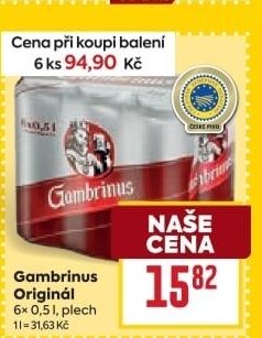 Pivo světlé výčepní Originál 10° Gambrinus