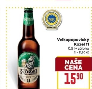 Pivo světlý ležák 11° Medium Velkopopovický Kozel