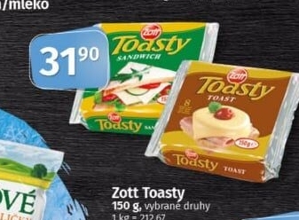 Sýr tavený plátky Toasty Zott