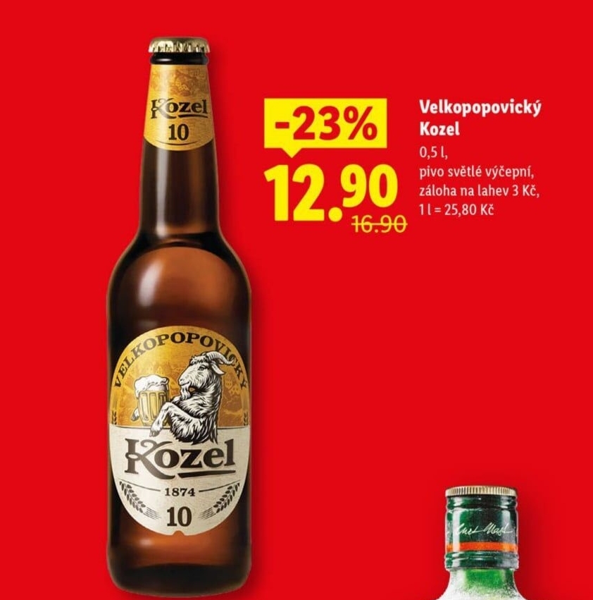 Pivo světlé výčepní 10°Velkopopovický Kozel