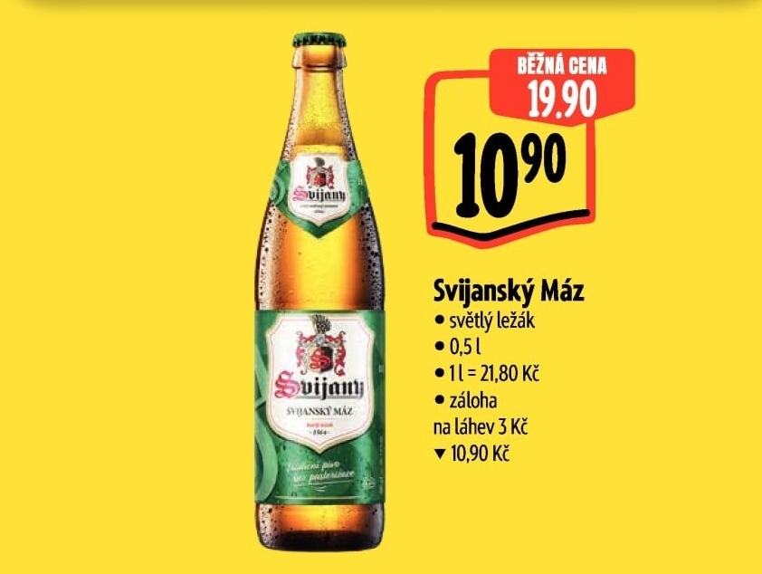 Pivo světlý ležák 11° Svijanský Máz Svijany