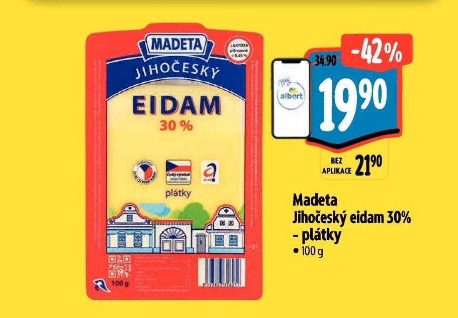 Sýr Eidam Jihočeský 30% Madeta