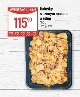 Halušky s uzeným masem a zelím Globus