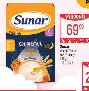 Kaše mléčná krupicová Sunar