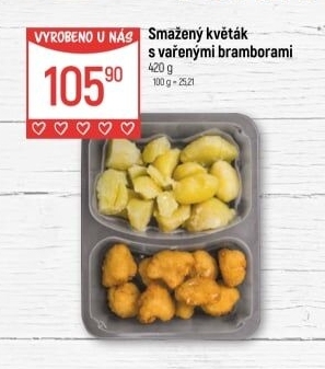 Smažený květák s vařenými brambory Globus