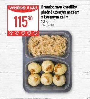 Bramborové knedlíky plněné uzeným s kysaným zelímGlobus