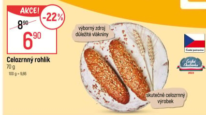 Celozrnný rohlík