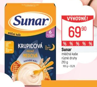 Kaše mléčná krupicová Sunar