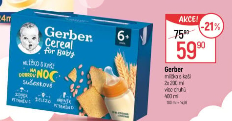 Mlíčko s kaší Gerber Natural for Baby