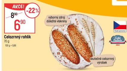 Celozrnný rohlík