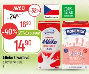 Mléko trvanlivé Pragolaktos - 3,5% plnotučné
