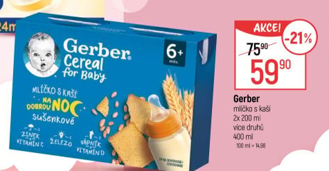 Mlíčko s kaší Gerber Natural for Baby