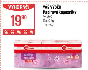 Papírové kapesníčky 4vrstvé Váš Výběr
