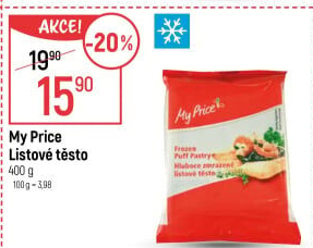 Těsto listové mražené My Price
